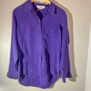Two by Vince Camuto 100% Silk Button-Up Shirt in Purple